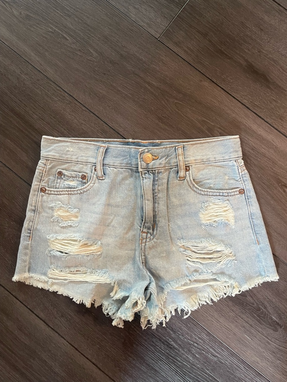 Aeropostale Light Blue Distressed Denim Cutoff Shorts